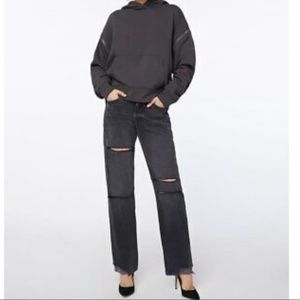 New! FRAME DENIM x Imaan High Rise Le Slash Straight Jean Denim Cornell